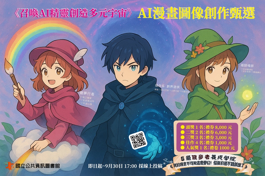 國資圖辦理青少年「AI漫畫圖像創作甄選」獎項豐富