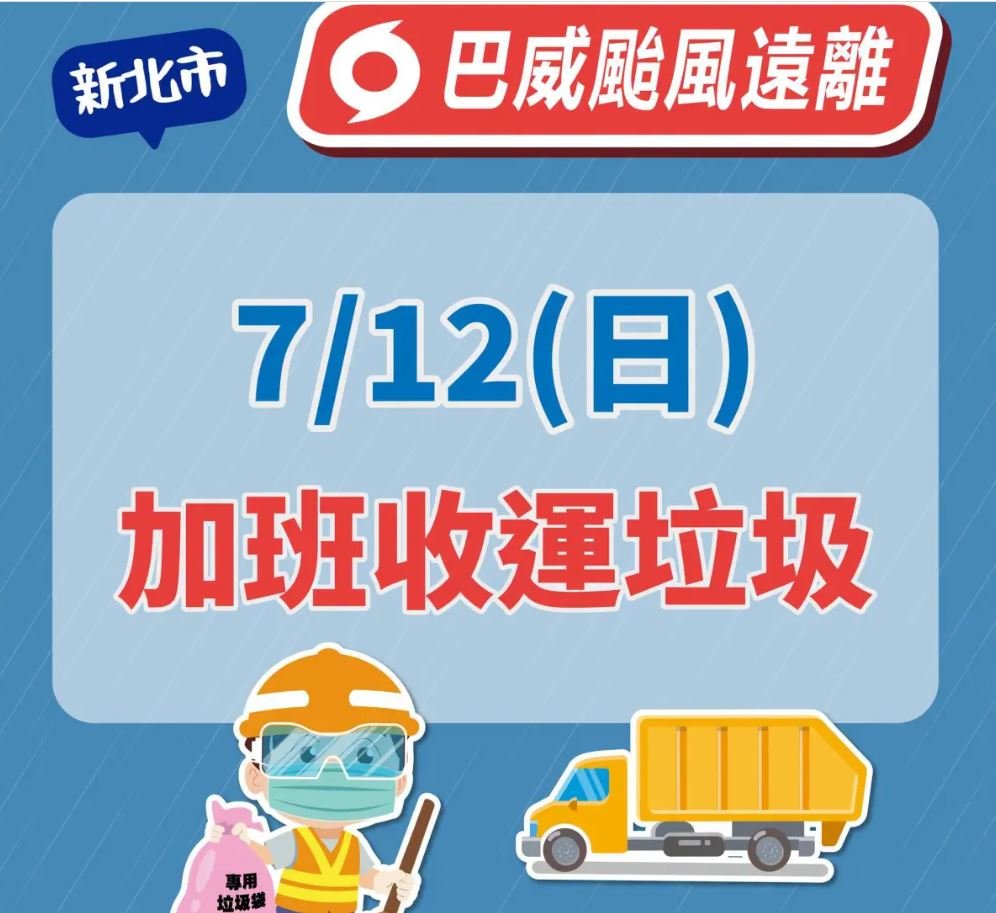 颱風巴威災後復原 新北12日加班收運垃圾