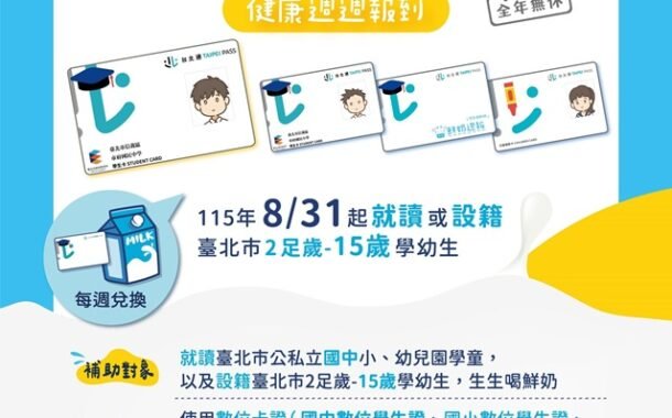 北市鮮奶週報再升級！8月31日補助擴大至國中生